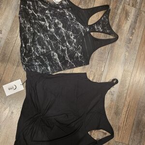 ZYIA Black Gray Sleeveless Cut Out Tank